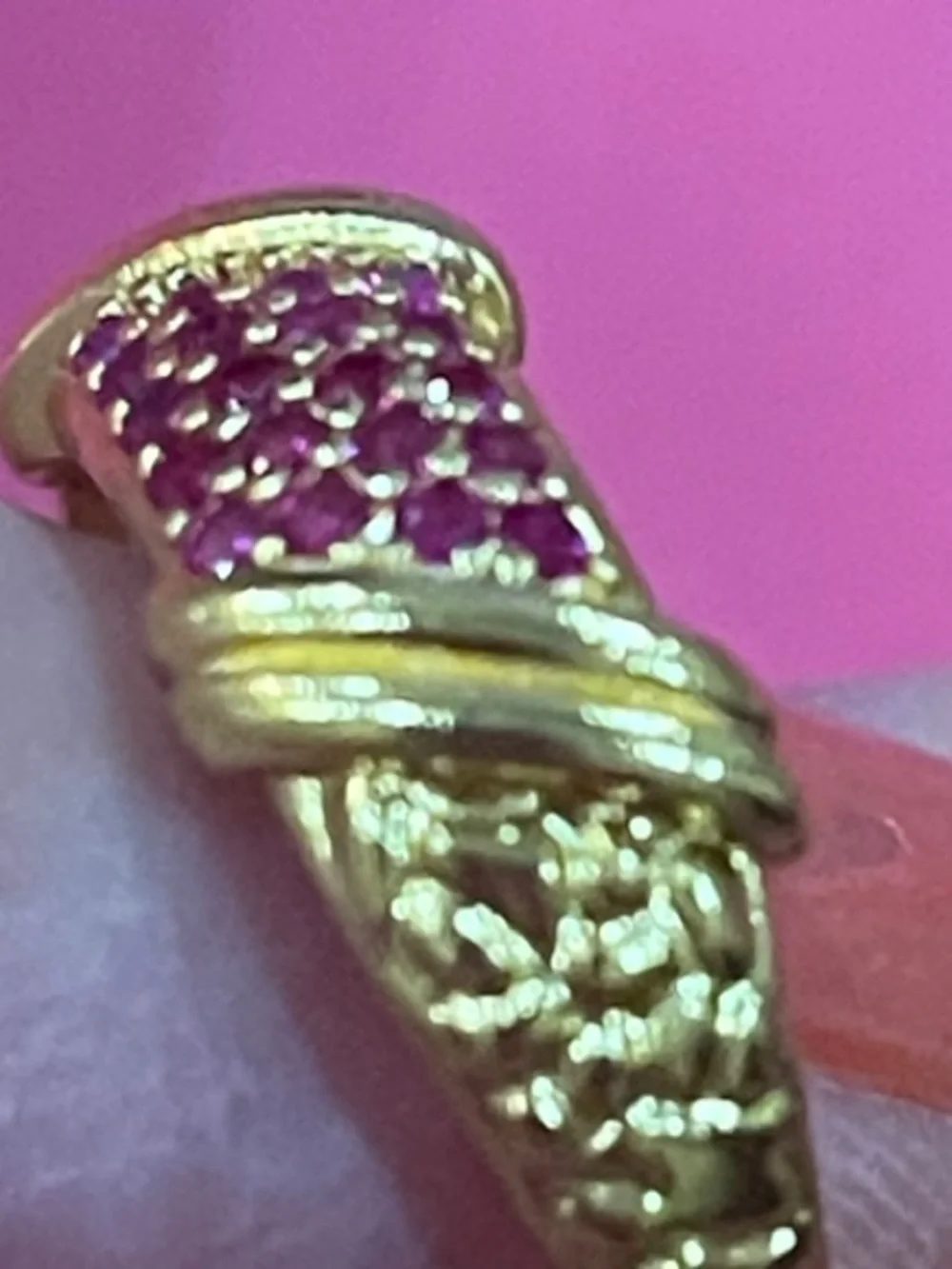Ruby & Pavé Twisted Gold Band Ring vintage!